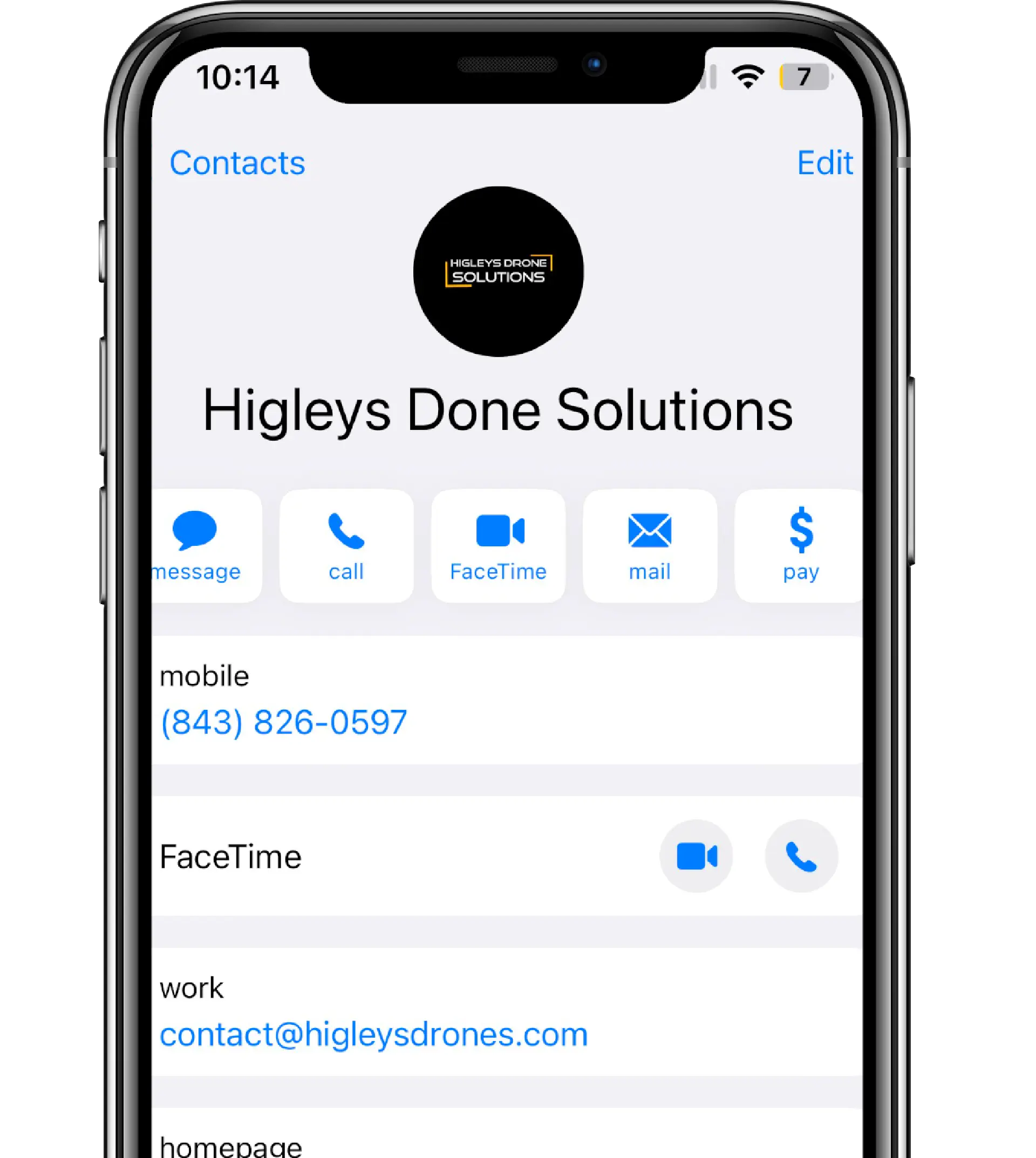 Contacts app on iphone